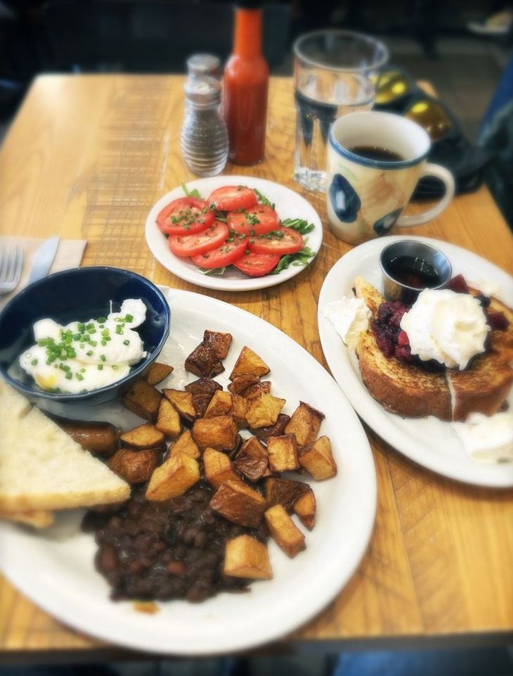 The Hungry Human: eggs, home fries, beans, toast, tomatoes and French toast